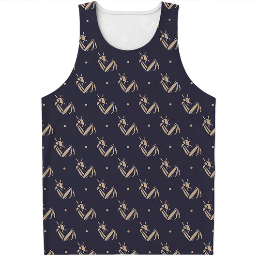 Blue And Beige Mantis Pattern Print Men's Tank Top