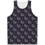 Blue And Beige Mantis Pattern Print Men's Tank Top