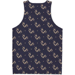 Blue And Beige Mantis Pattern Print Men's Tank Top