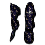 Blue And Beige Mantis Pattern Print Muay Thai Shin Guard