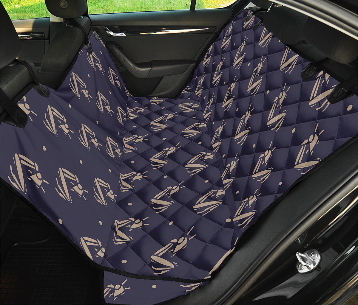 Blue And Beige Mantis Pattern Print Pet Car Back Seat Cover