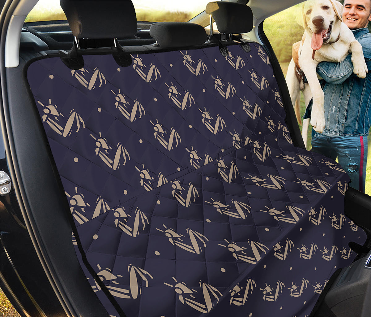 Blue And Beige Mantis Pattern Print Pet Car Back Seat Cover