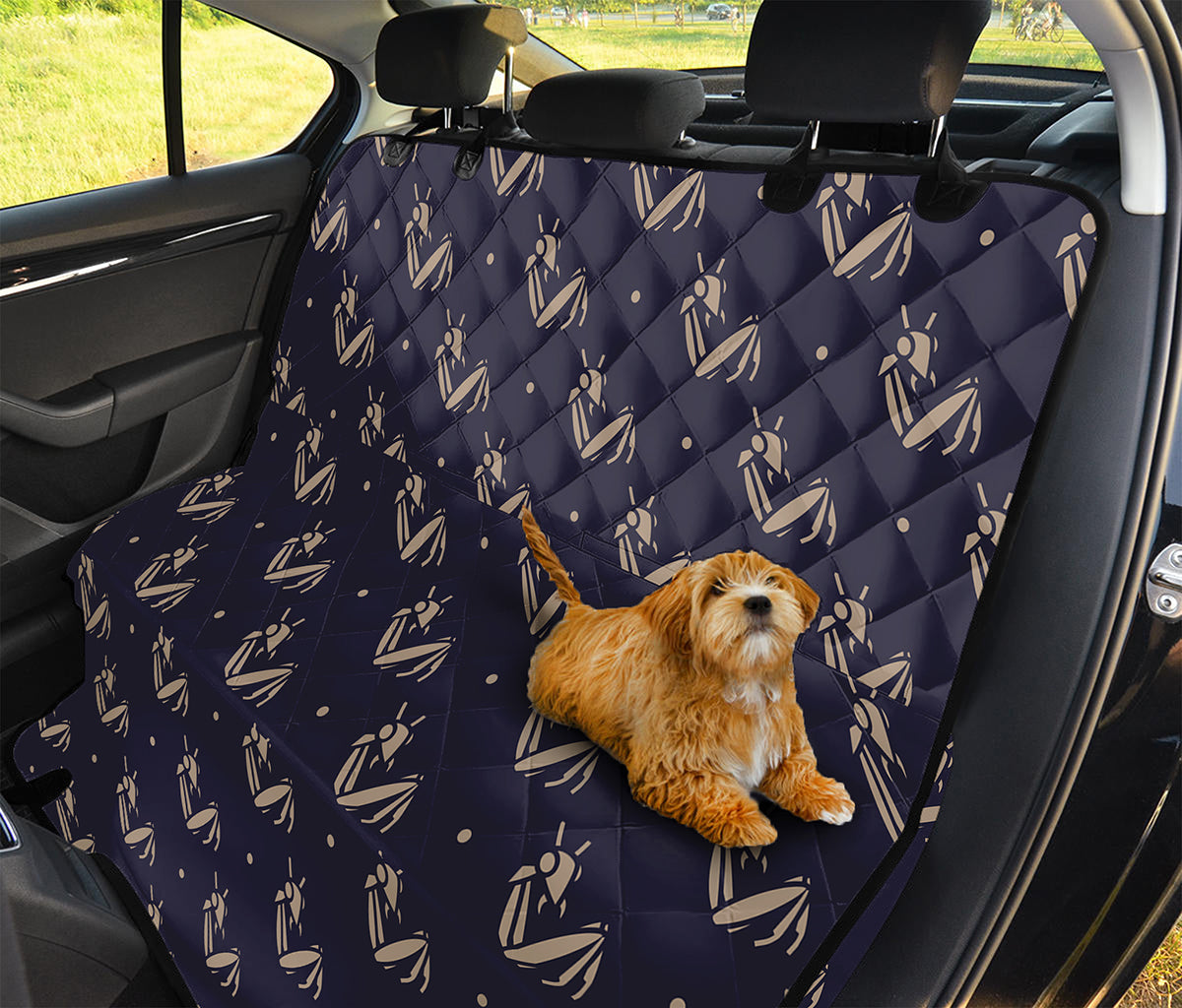 Blue And Beige Mantis Pattern Print Pet Car Back Seat Cover