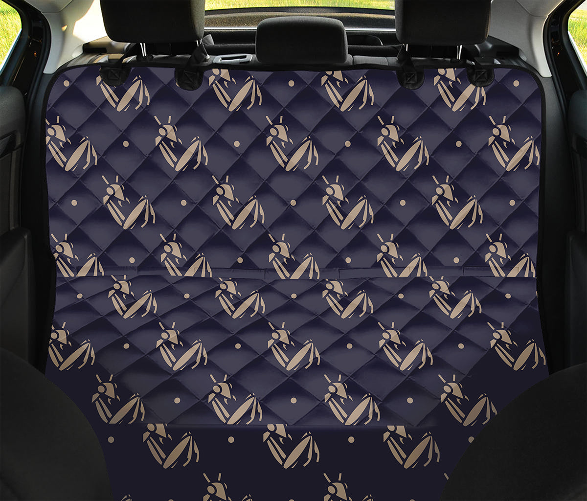 Blue And Beige Mantis Pattern Print Pet Car Back Seat Cover