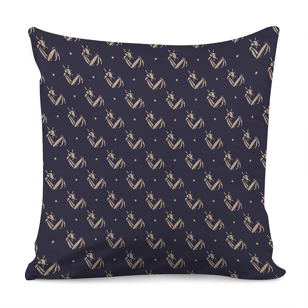 Blue And Beige Mantis Pattern Print Pillow Cover