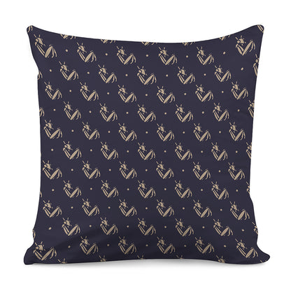 Blue And Beige Mantis Pattern Print Pillow Cover