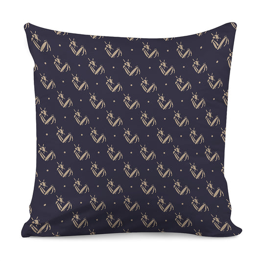 Blue And Beige Mantis Pattern Print Pillow Cover