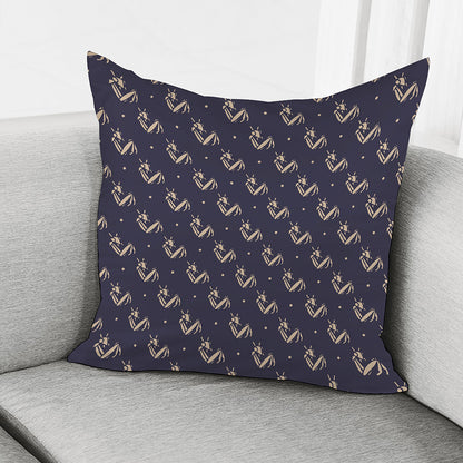 Blue And Beige Mantis Pattern Print Pillow Cover