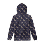 Blue And Beige Mantis Pattern Print Pullover Hoodie