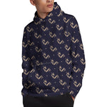 Blue And Beige Mantis Pattern Print Pullover Hoodie
