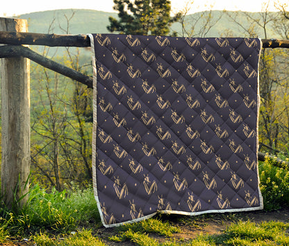 Blue And Beige Mantis Pattern Print Quilt