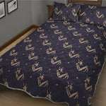 Blue And Beige Mantis Pattern Print Quilt Bed Set