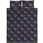 Blue And Beige Mantis Pattern Print Quilt Bed Set