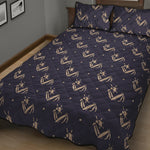Blue And Beige Mantis Pattern Print Quilt Bed Set