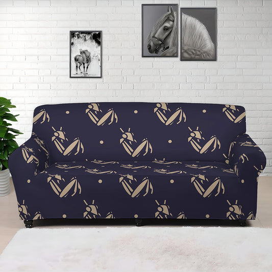 Blue And Beige Mantis Pattern Print Sofa Cover