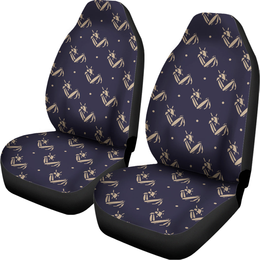Blue And Beige Mantis Pattern Print Universal Fit Car Seat Covers