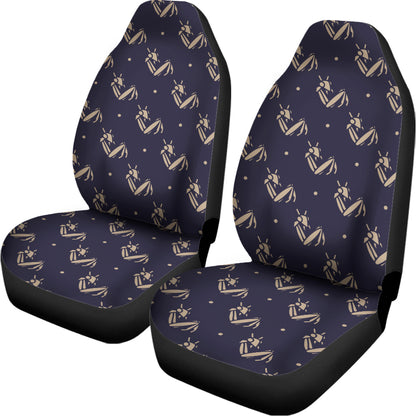 Blue And Beige Mantis Pattern Print Universal Fit Car Seat Covers
