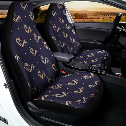 Blue And Beige Mantis Pattern Print Universal Fit Car Seat Covers