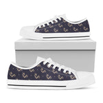 Blue And Beige Mantis Pattern Print White Low Top Shoes