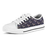 Blue And Beige Mantis Pattern Print White Low Top Shoes