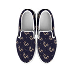 Blue And Beige Mantis Pattern Print White Slip On Shoes