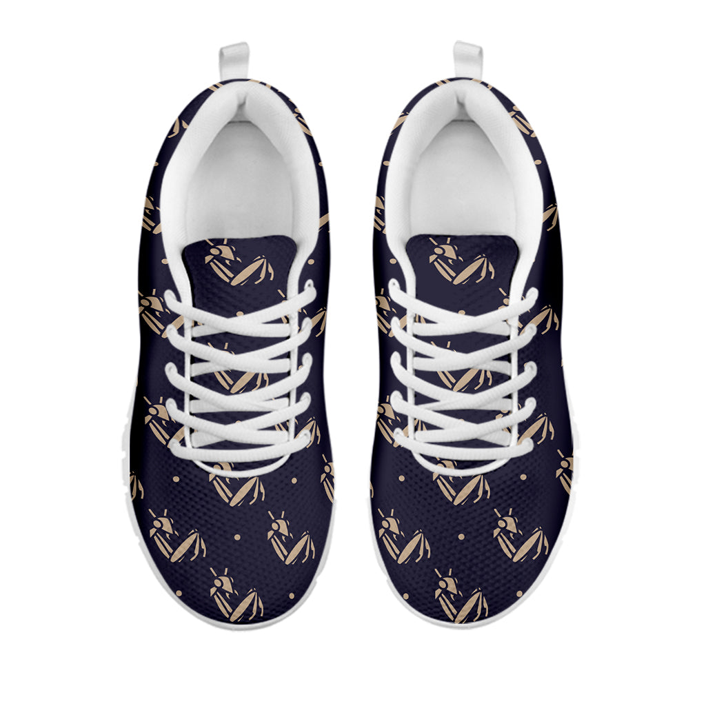 Blue And Beige Mantis Pattern Print White Sneakers