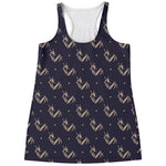 Blue And Beige Mantis Pattern Print Women's Racerback Tank Top
