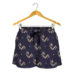 Blue And Beige Mantis Pattern Print Women's Shorts