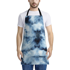 Blue And Black Acid Wash Tie Dye Print Apron