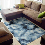 Blue And Black Acid Wash Tie Dye Print Area Rug