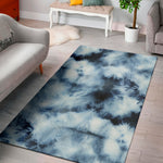 Blue And Black Acid Wash Tie Dye Print Area Rug