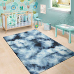 Blue And Black Acid Wash Tie Dye Print Area Rug
