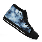 Blue And Black Acid Wash Tie Dye Print Black High Top Shoes