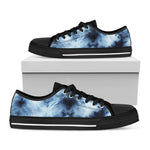 Blue And Black Acid Wash Tie Dye Print Black Low Top Shoes