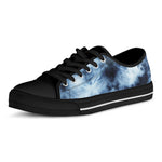 Blue And Black Acid Wash Tie Dye Print Black Low Top Shoes