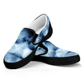 Blue And Black Acid Wash Tie Dye Print Black Slip On Sneakers