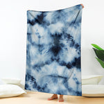 Blue And Black Acid Wash Tie Dye Print Blanket