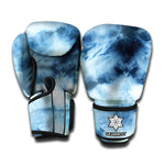 Blue And Black Acid Wash Tie Dye Print Boxing Gloves