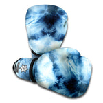 Blue And Black Acid Wash Tie Dye Print Boxing Gloves