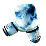 Blue And Black Acid Wash Tie Dye Print Boxing Gloves