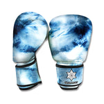 Blue And Black Acid Wash Tie Dye Print Boxing Gloves