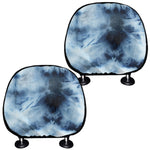 Blue And Black Acid Wash Tie Dye Print Car Headrest Covers