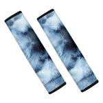 Blue And Black Acid Wash Tie Dye Print Car Seat Belt Covers