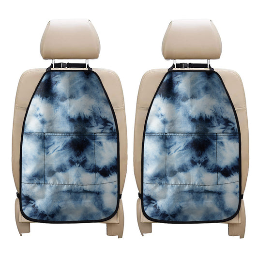 Blue And Black Acid Wash Tie Dye Print Car Seat Organizers