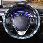 Blue And Black Acid Wash Tie Dye Print Car Steering Wheel Cover