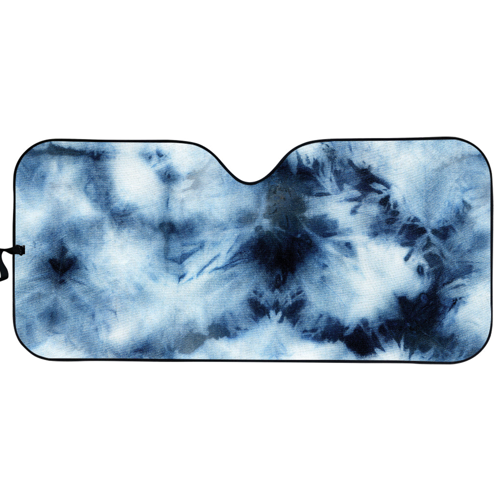 Blue And Black Acid Wash Tie Dye Print Car Sun Shade