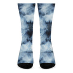 Blue And Black Acid Wash Tie Dye Print Crew Socks