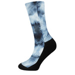 Blue And Black Acid Wash Tie Dye Print Crew Socks