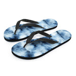 Blue And Black Acid Wash Tie Dye Print Flip Flops