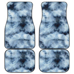Blue And Black Acid Wash Tie Dye Print Front and Back Car Floor Mats